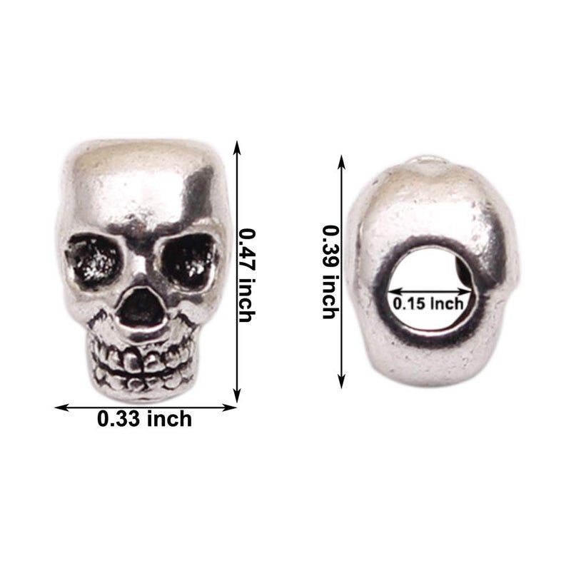 Tazimi 50 PCS Tibet Silver 4mm Macroporous Skull Spacer Beads Great DIY Accessories for Jewelry Making Supplies in Bulk - Image 2